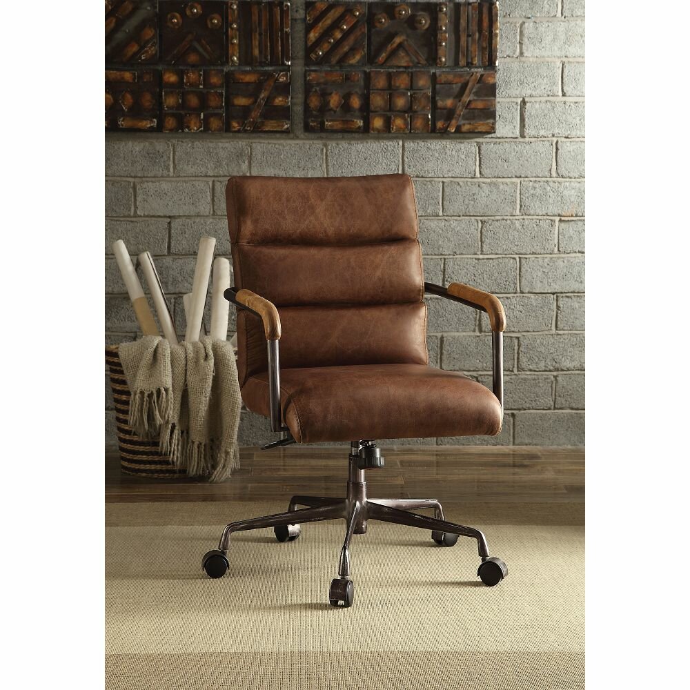 Industrial Lodge Home Decatur Genuine Leather Task Chair Wayfair