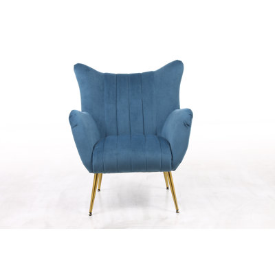 Mercer41 Tufted Channel Velvet Wingback Accent Curved ...