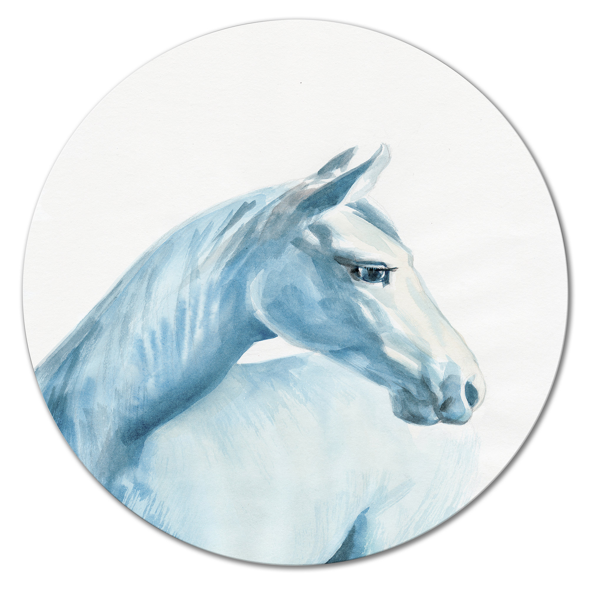 DesignArt Portrait Of A Light Blue Horse Unframed Painting on Metal