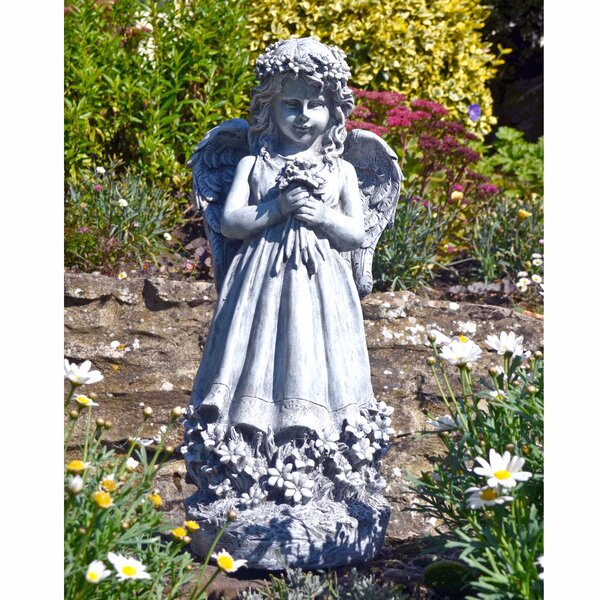 Solstice Sculptures Statue Flower Angel Standing | Wayfair.de