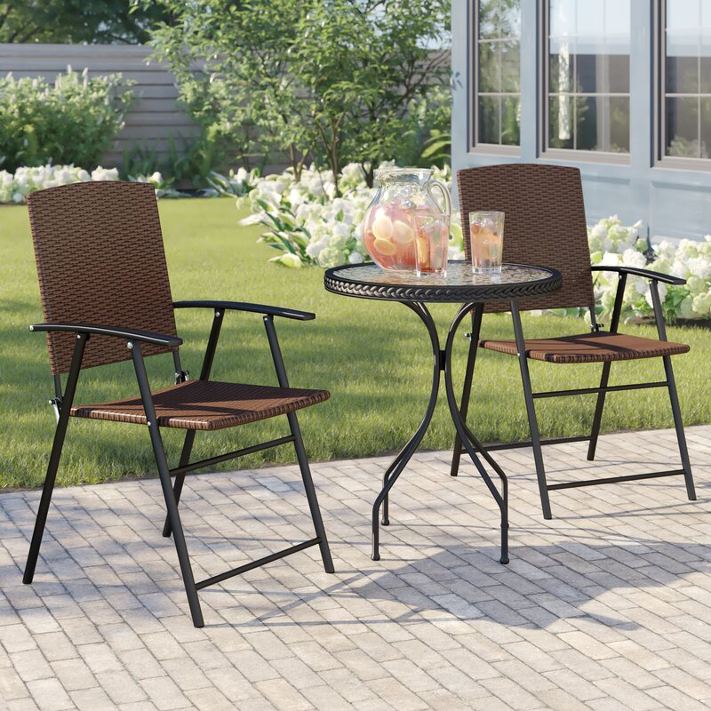 Three Posts Gretchen Patio Wicker 3 Piece Bistro Set Reviews Wayfair