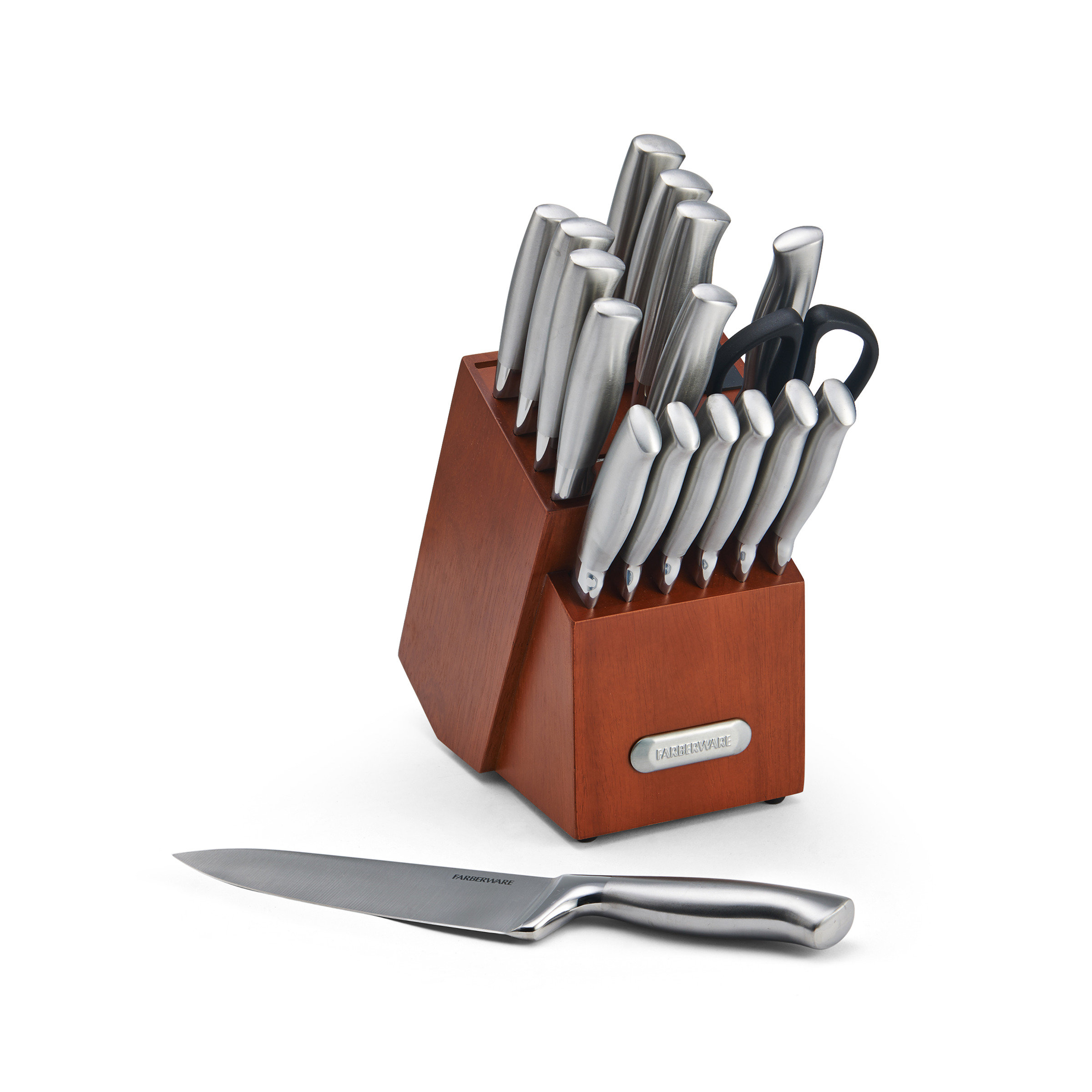 Farberware Forged Stainless Steel Sharpener 18 Piece Knife Block Set Reviews Wayfair