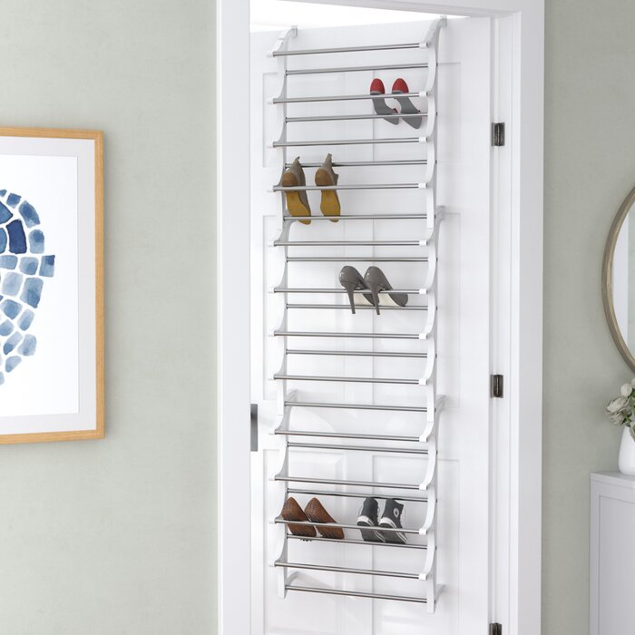 White Lynk 24 Pair Over Door Shoe Rack Storage