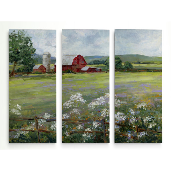 August Grove A Premium Summer At The Farm Painting Multi Piece Image On Canvas Wayfair