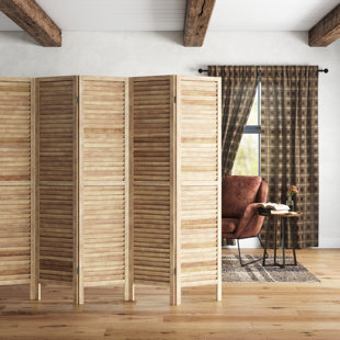 Modern 6 Panel Room Divider Privacy Folding Screen Home Office Wooden Slat US 