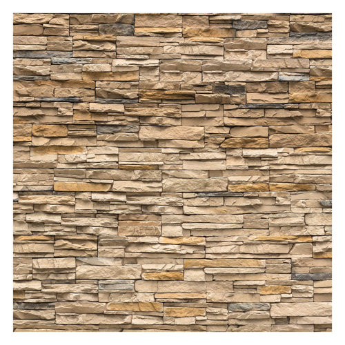 Stone Wall in Andalusia 3.36m x 3.36m Textured Matt Peel & Stick Wall Mural East Urban Home
