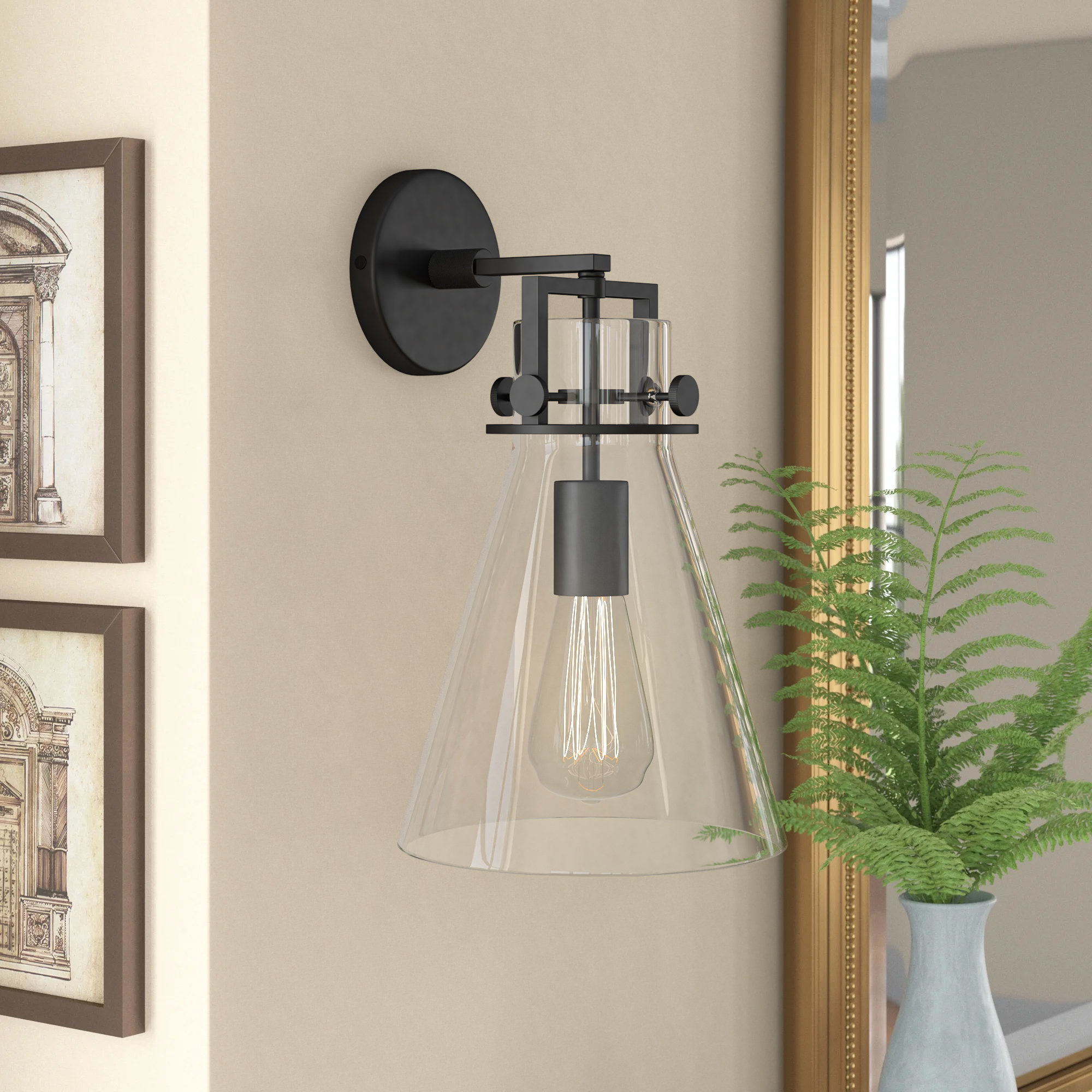 Three Posts Chesterland 1 Light Dimmable Armed Sconce Reviews Wayfair