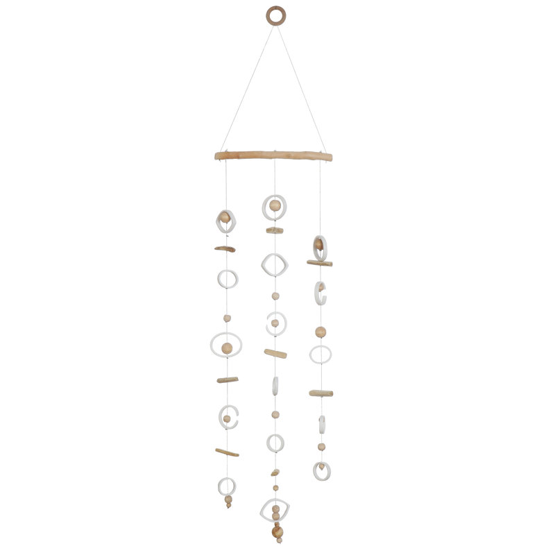 Stoneware Wood Hanging With Circles Beads Wall Decor Allmodern