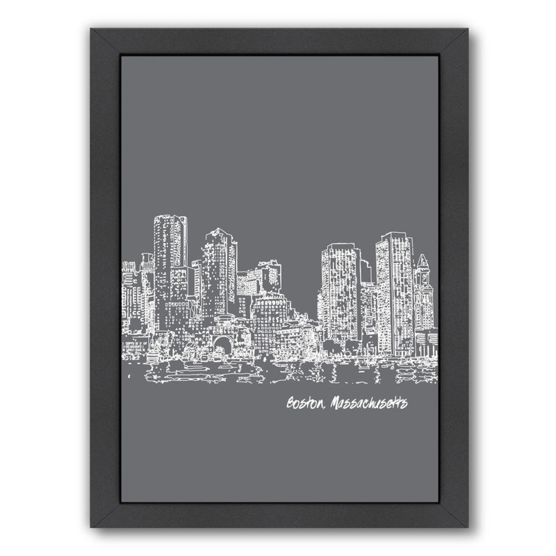 East Urban Home Skyline Boston 1 Framed Graphic Art In Gray Wayfair
