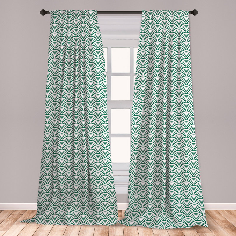 East Urban Home Ambesonne Teal 2 Panel Curtain Set Traditional