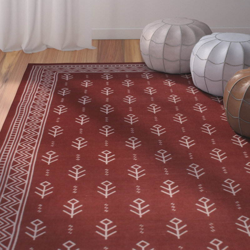 Bungalow Rose Azaria Royal Club 100 Cotton Hand Woven Burgundy Area Azaria Royal Club 100 Cotton Hand Woven Burgundy Area Rug