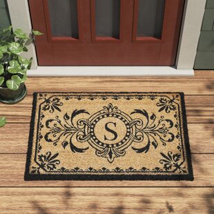 Non-Skid Home Door Mat All Weather Entrance Rug Welcome Rug Grass Bordered Design 16 x 24 Grey