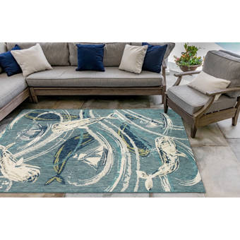 Andover Mills Lundys Striped Blue Green Indoor Outdoor Area Rug Reviews Wayfair