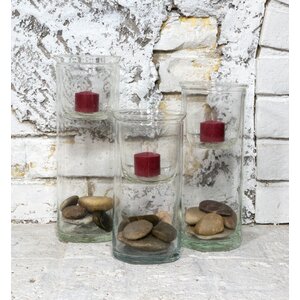 Cylinder Glass Hurricane with Votive Candle Holder Inserts