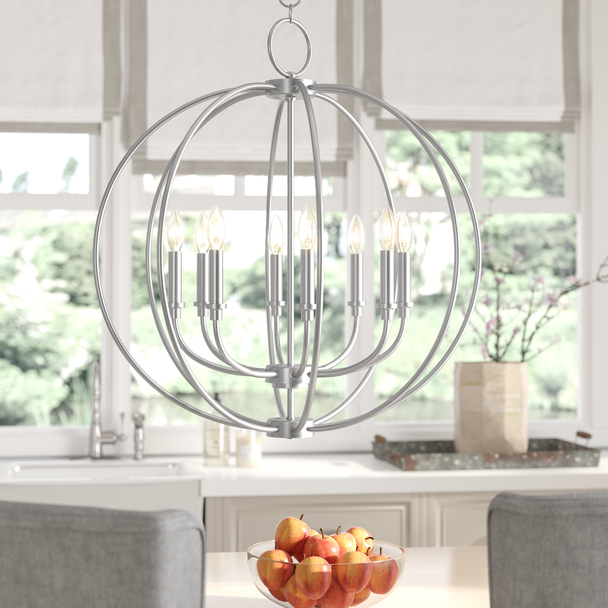 Laurel Foundry Modern Farmhouse Naomie 8 Light Candle Style Globe Naomie 8 Light Candle Style Globe