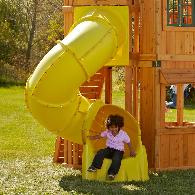 swing set with twist slide