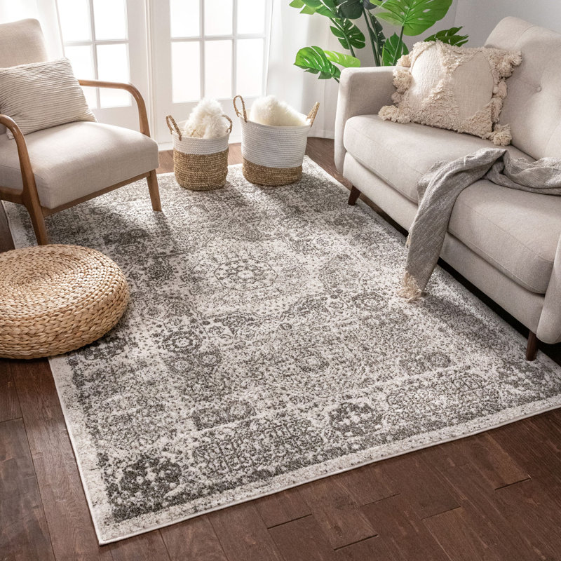World Menagerie Corsican Vintage Persian Distressed Ivory Area Rug Vintage Persian Distressed Ivory