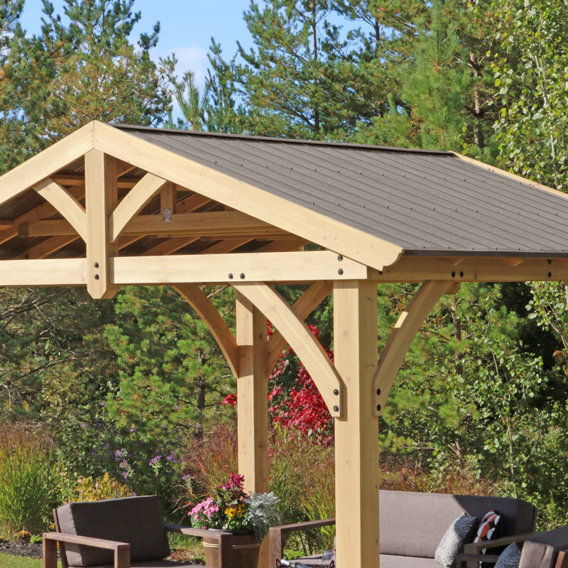 Yardistry Cedar Carolina 13 Ft W X 11 Ft D Solid Wood Patio Gazebo Reviews Wayfair