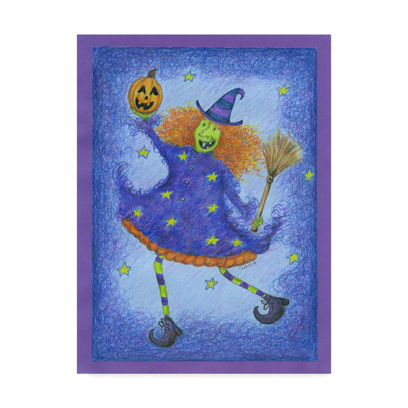 The Holiday Aisle Happy Witch Acrylic Painting Print On Wrapped
