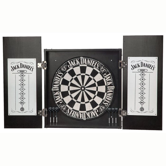 7 piece bristle dartboard and cabinet set with darts