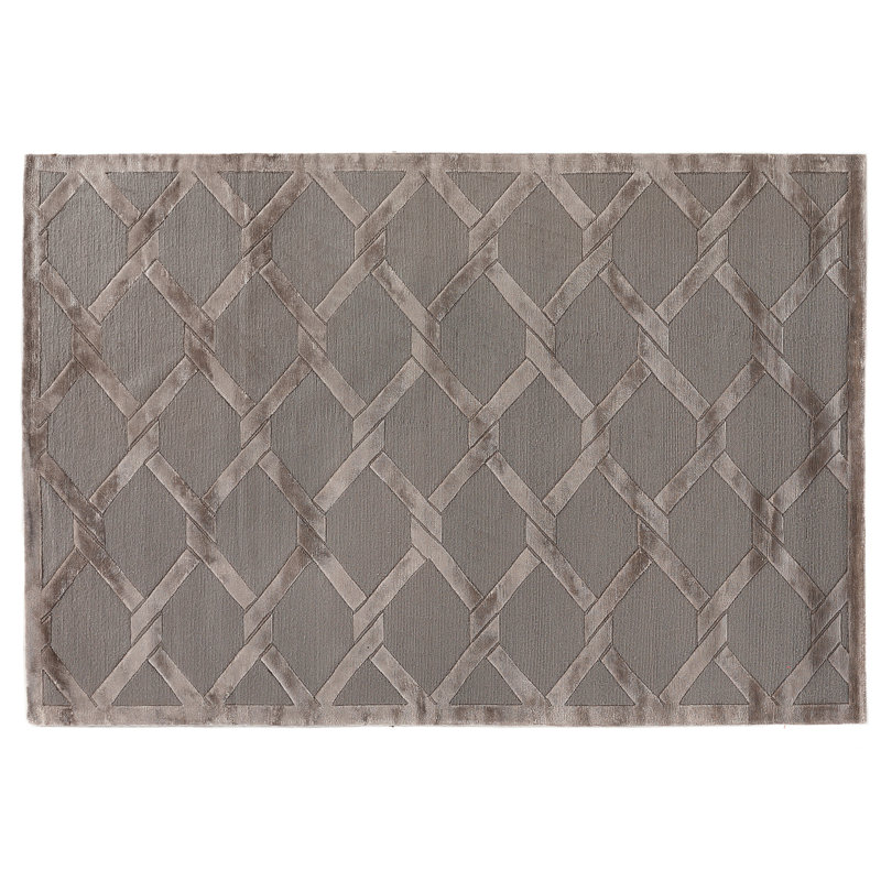 Exquisite Rugs Metro Velvet Geometric Hand Knotted Wool Silk Dark Gray Brown Area Rug Perigold