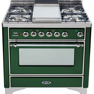ILVE Majestic 36" 3.55 cu ft. Free-standing Gas Range with Griddle Finish: Emerald Green, Gas Type: Natural Gas