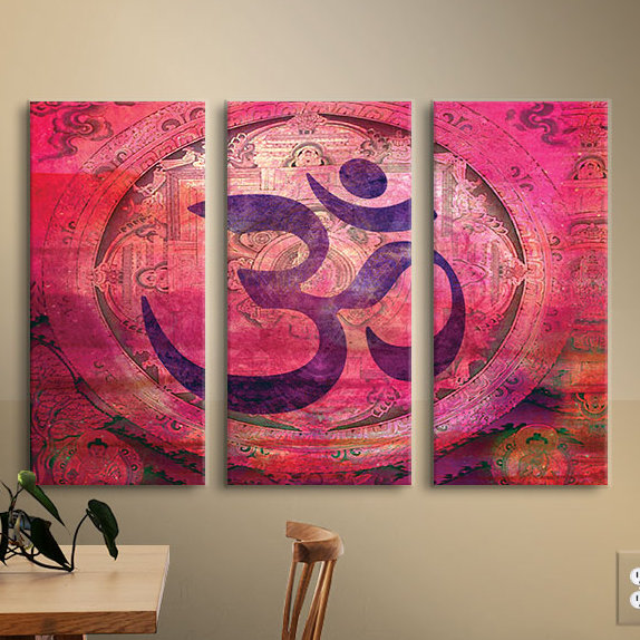 Artwall Om Mandala 3 Piece Wrapped Canvas Graphic Art Print Set On Canvas Wayfair 18 h x 36 w x 2 d.