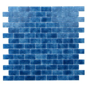 Quartz 0.75 x 1.63 Glass Mosaic Tile in Blue/Lap...