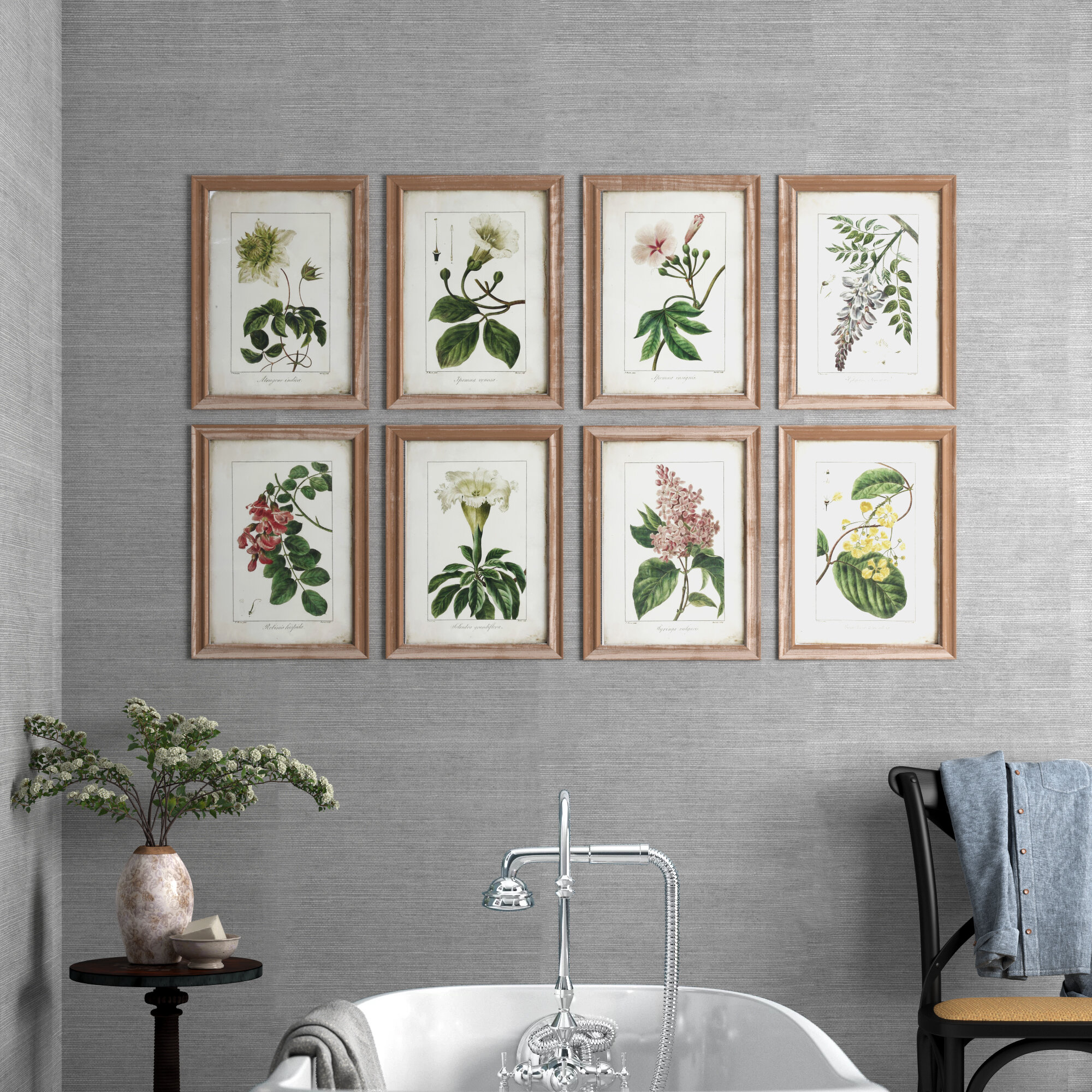 Flower Illustrations 8 Piece Picture Frame Print Set On Wood Reviews Birch Lane