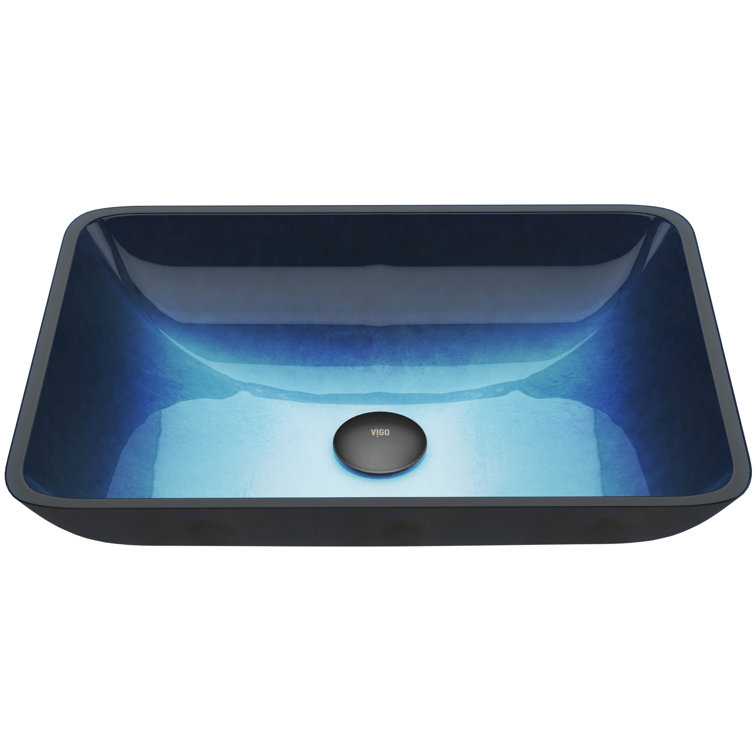 VIGO Glass Rectangular Vessel Bathroom Sink VGU3447