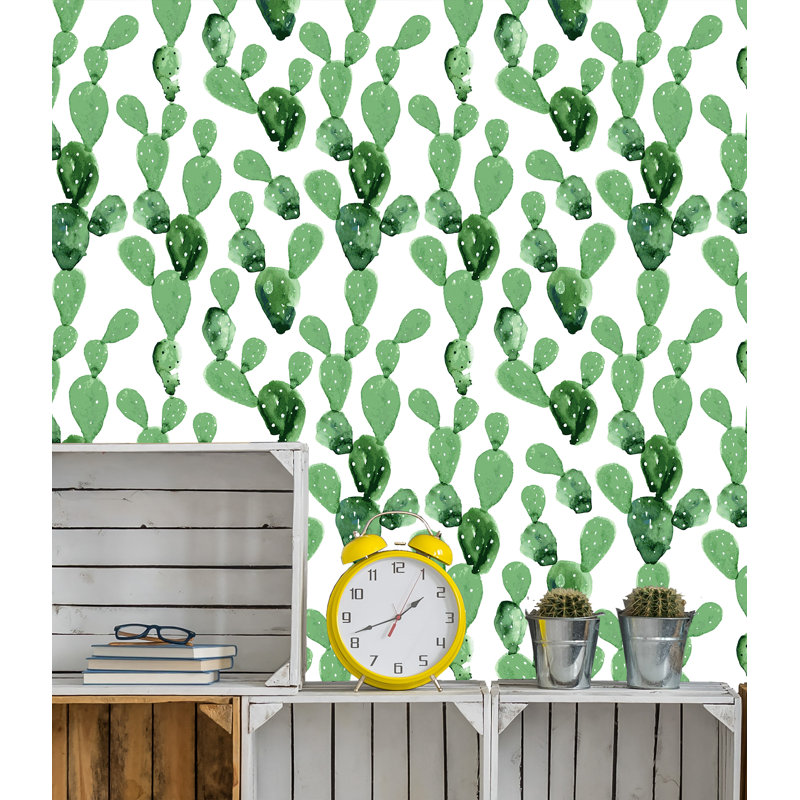 Bungalow Rose Lovins Removable Watercolor Cactus 6 25 L X 25 W