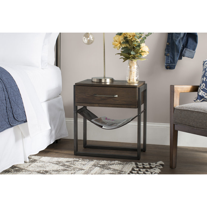 Larosa Industrial Style Acacia Wood End Table