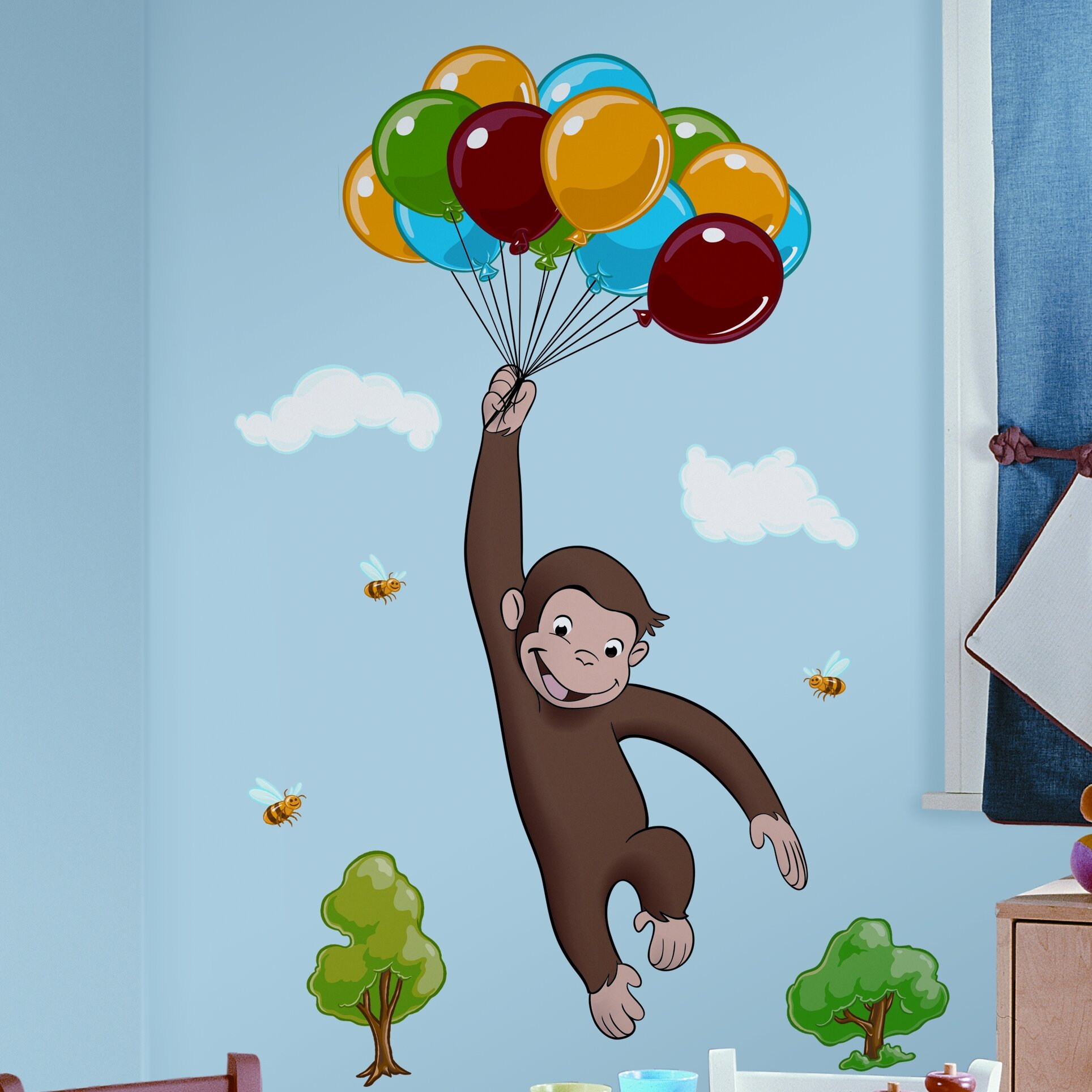 Room Mates Favorite Characters Curious George Peel and Stick Giant Wall  Decal by RoomMates & Reviews | Wayfair