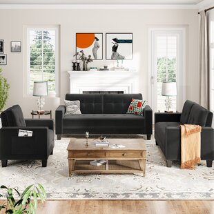 Sofa Set Morden Style Couch Furniture Upholstered Armchair, Loveseat And Three Seat For Home Or Office (1+2+3-Seat) by Everly Quinn