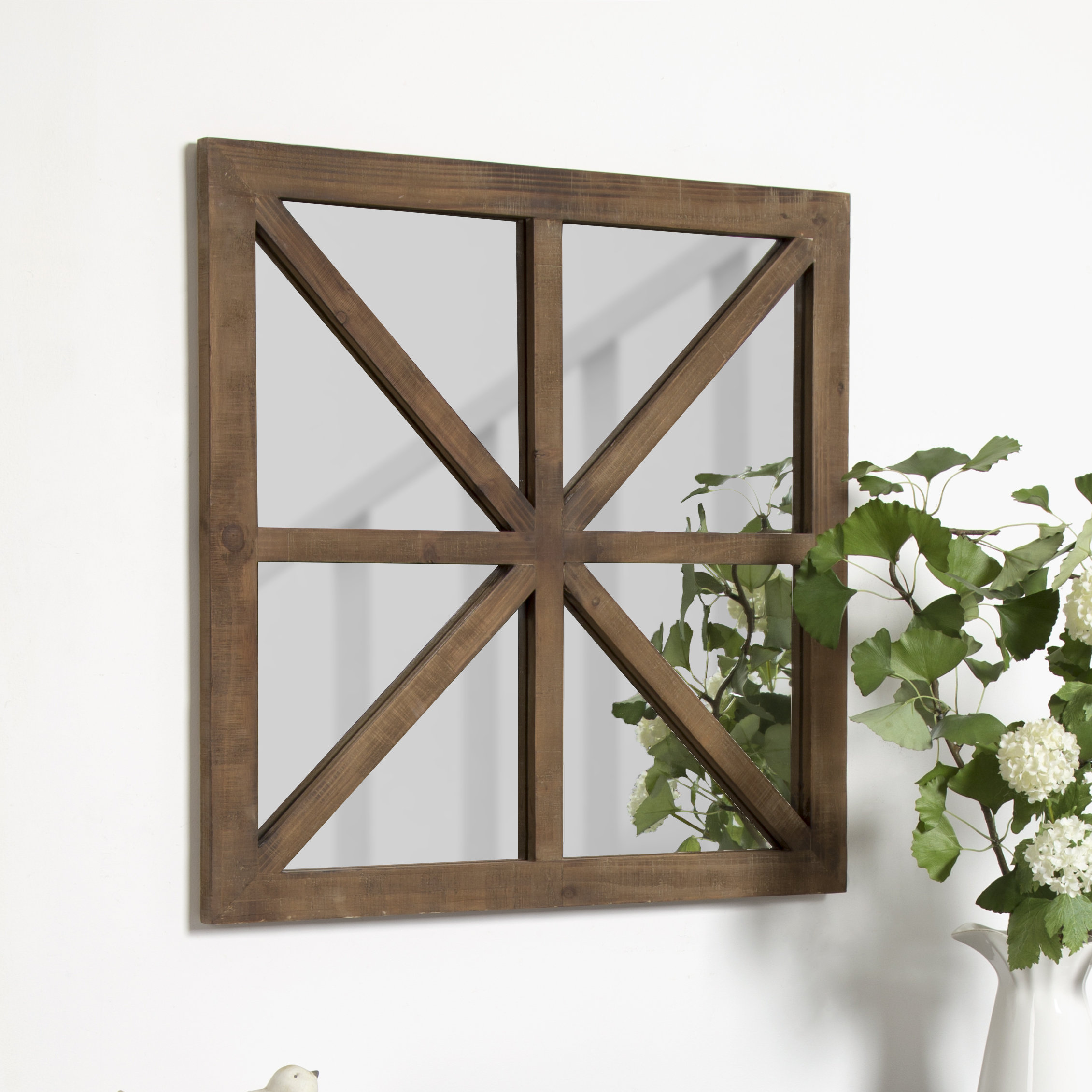 Gracie Oaks Thadine Decorative Square Windowpane Wooden Overmantel Gracie Oaks Thadine Decorative Square Windowpane Wooden Overmantel Mirror Wayfair