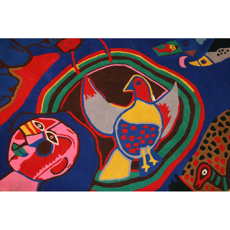 Nazmiyal Collection One Of A Kind Mid Century Hand Knotted 1950s Blue 7 2 Round Wool Area Rug Wayfair