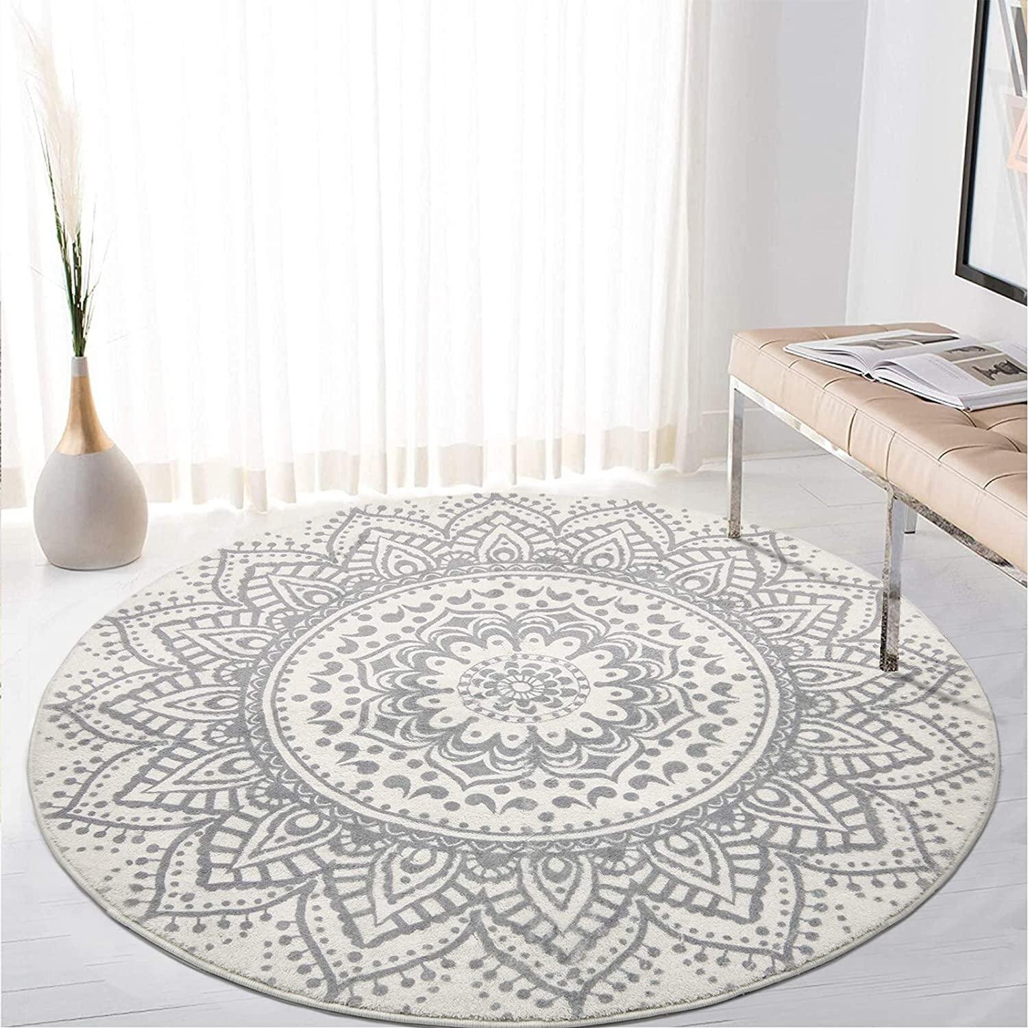 Mandala Pattern Non-slip Yoga Mat Room Floor Round Soft Carpet Decor Area Rugs 