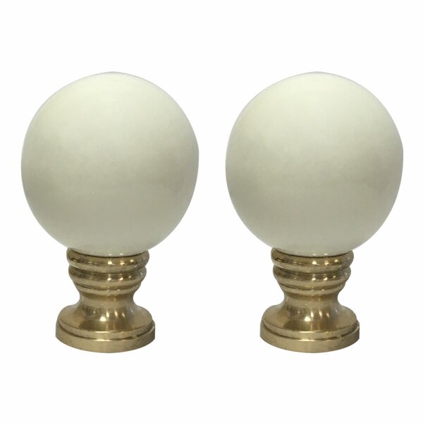 Royal Designs Clear Crystal Ball Lamp Finial with Polished Silver Base Set of 2