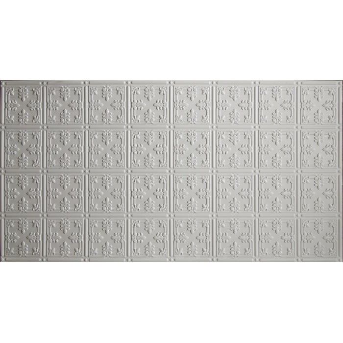 Fleur De Lis Pattern 2 Ft X 4 Ft Glue Up Ceiling Tile In White