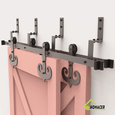 Mustache Bypass Barn Door Hardware Kit Homacer Track Length 66 in