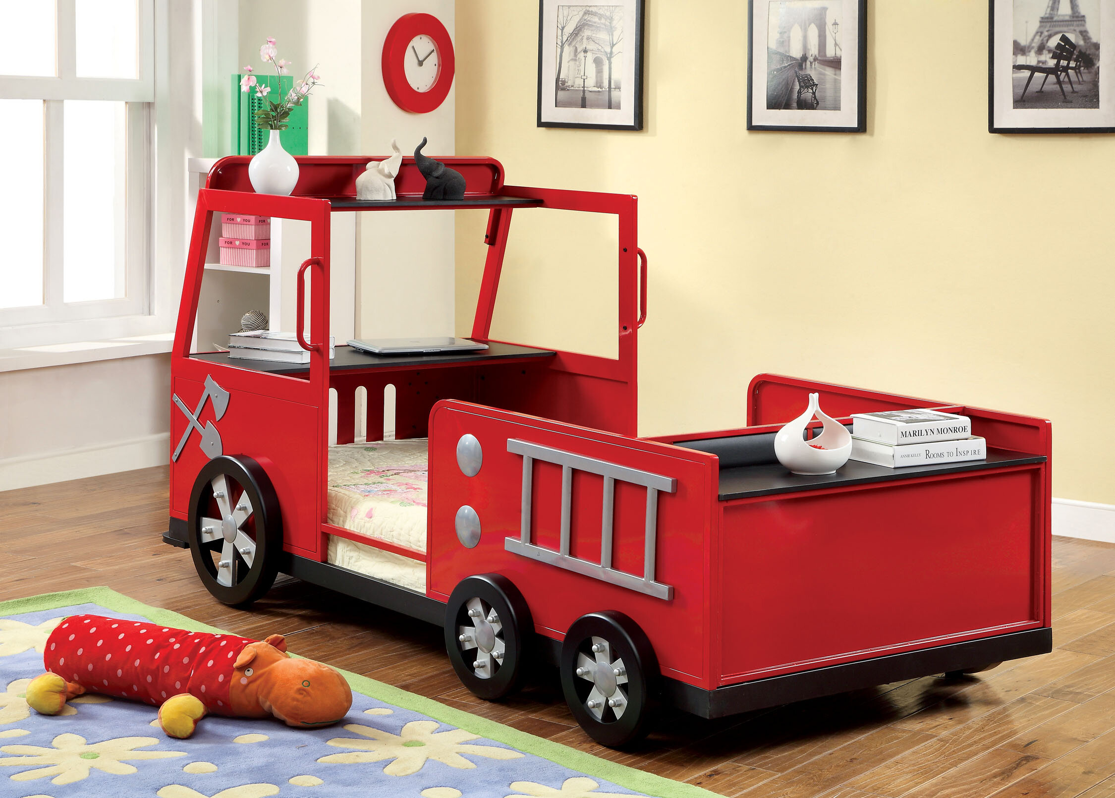 кровать детская двухъярусная пожарная машина