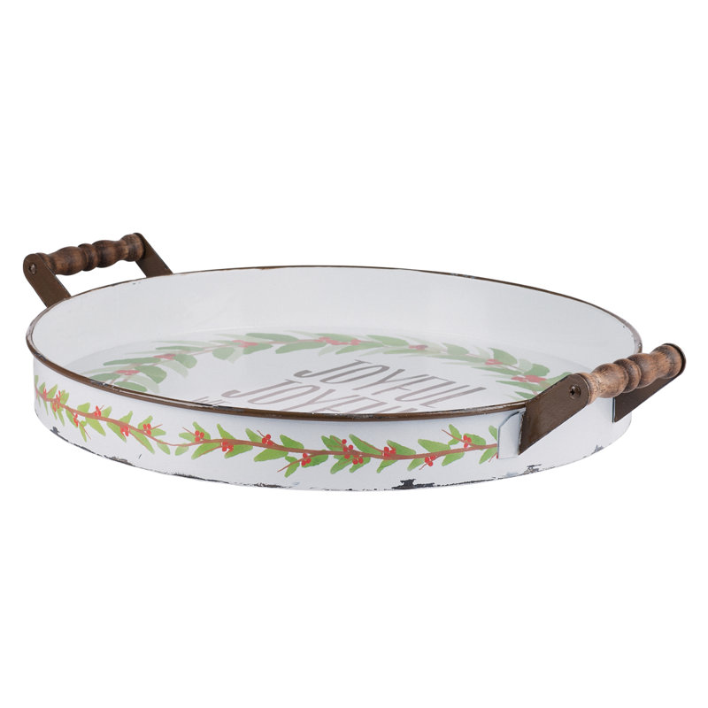 white metal serving tray