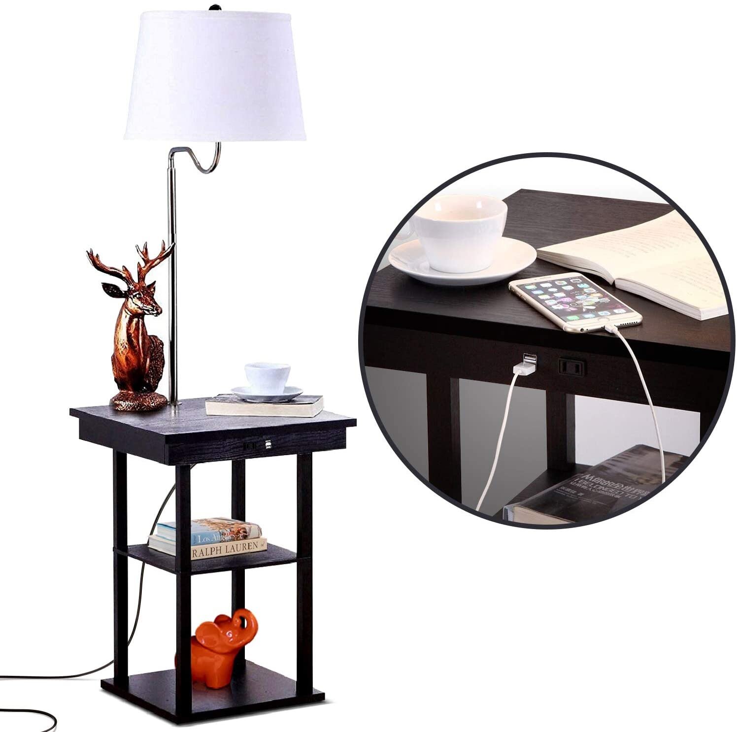 side table with lamp and usb