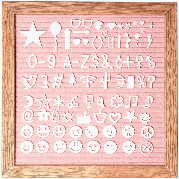 Letter Board With Changeable Letters Solid Oak Wooden Frame Boards Numbers and Emojis Black Felt 10 X 10 Inch Punctuation Helvetica 340 White Letter Set 