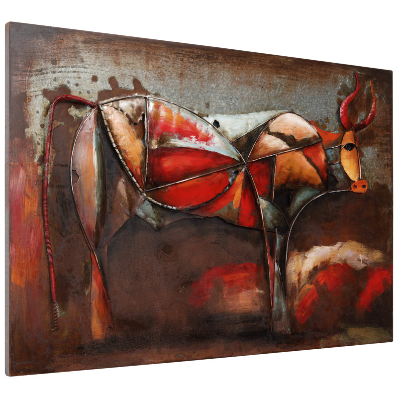 Red Barrel Studio Bullish Mixed Media Iron Hand Painted