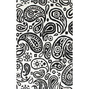 One-of-a-Kind Jules Ushak Hand-Woven Black/White Area Rug