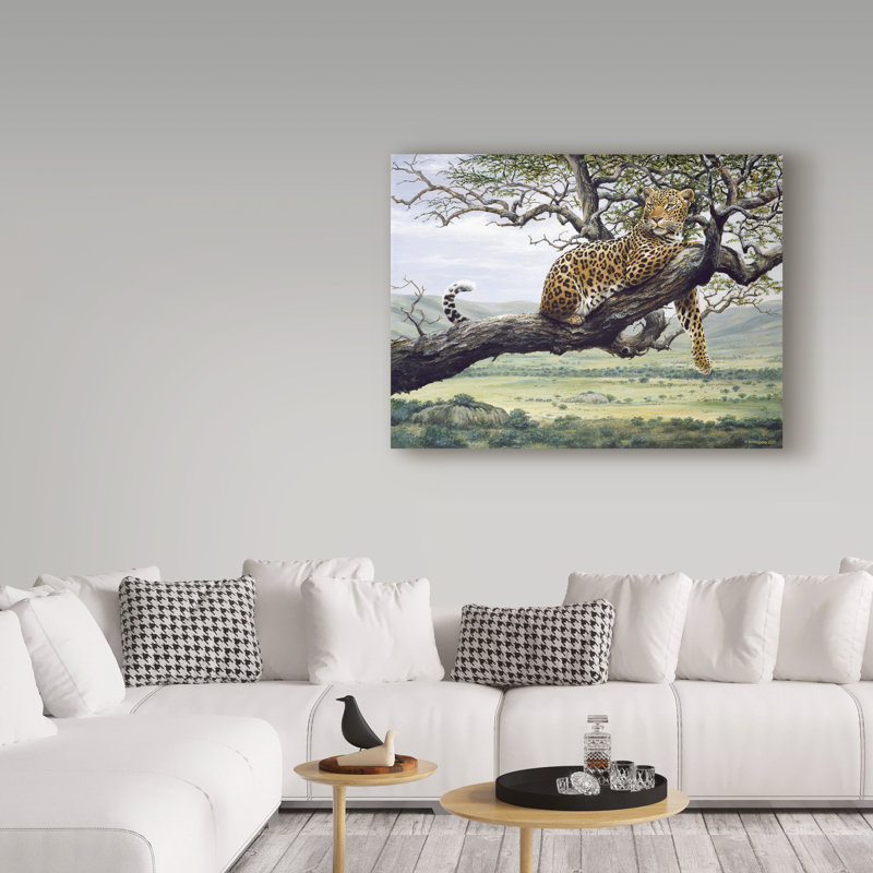 Trademark Art Leopard In Tree Acrylic Painting Print On Wrapped