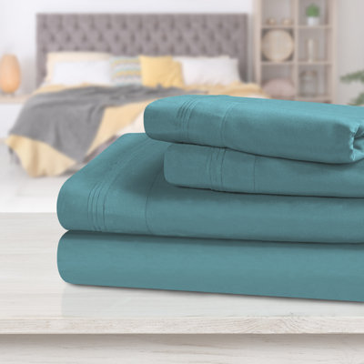 Turquoise Stripe Queen 4pc Bed Sheet Set 1000 Thread Count 100/% Egyptian Cotton
