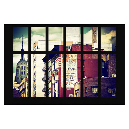 Window View of Vintage New York Buildings 1.9m x 288cm Textured Matt Peel & Stick Wall Mural East Urban Home