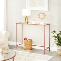 white and rose gold console table